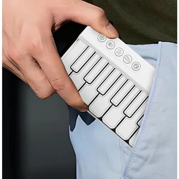 Mini-keyboardpiano - Piano for barn - Leker for barn - Pedagogiske leker - Bærbart lommepiano - Hvit