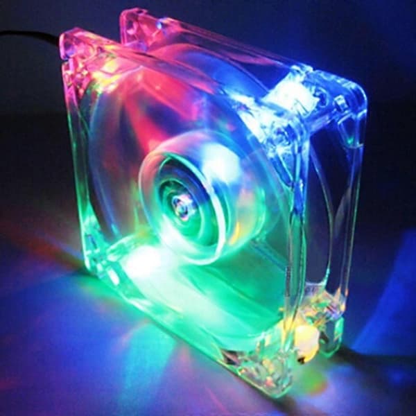 8025 Clear 8cm Chassis Cooling Fan with LED Lights for PC Computer Case