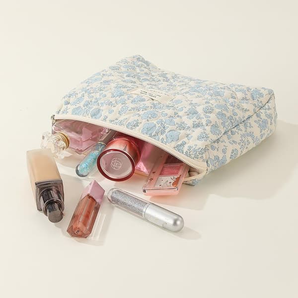 Makeuptaske Stor kapacitet Toilettaske Blomstret Makeuptaske Bomuld Makeuptaske Rejse Makeuptaske B B