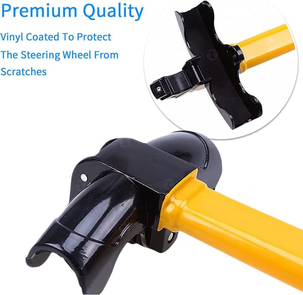 Car Safety Lock for Steering Wheel with Baseball Bat Design, Includes Two Keys and a Round Lock Cylinder. T-shaped for Easy Installation.