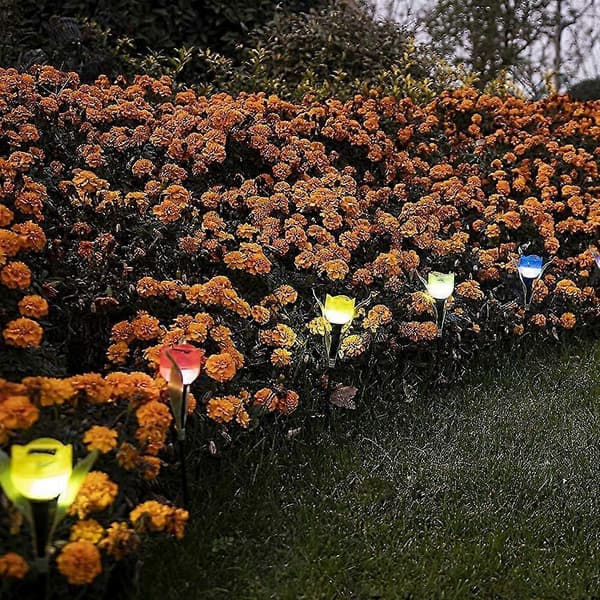 12 stk. udendørs solcellegadelamper, tulipanblomst solcelleplænelamper til terrasse, græsplæne, haveudsmykning 26s