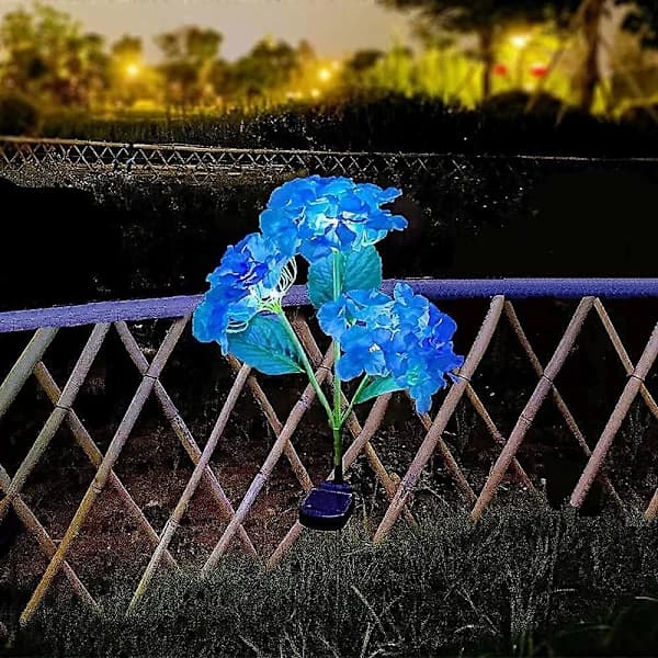 Solar Garden Lights Outdoor, LED Solar Powered 3 Hydrangea Flower Lamp, Waterproof Decoration