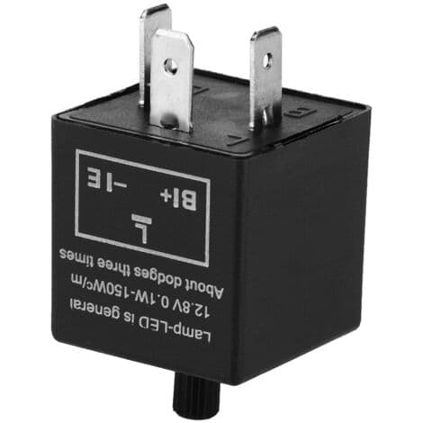 12V Justerbart LED Blinkrelæ – 3-benet – Kompatibelt med standard- og LED-pærer – Nem installation i biler