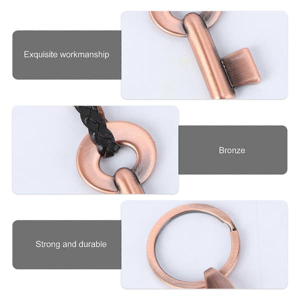 2 stk. Kreativ Mode Læder Par Nøglering Nøglelås Gave (Rød Bronze)