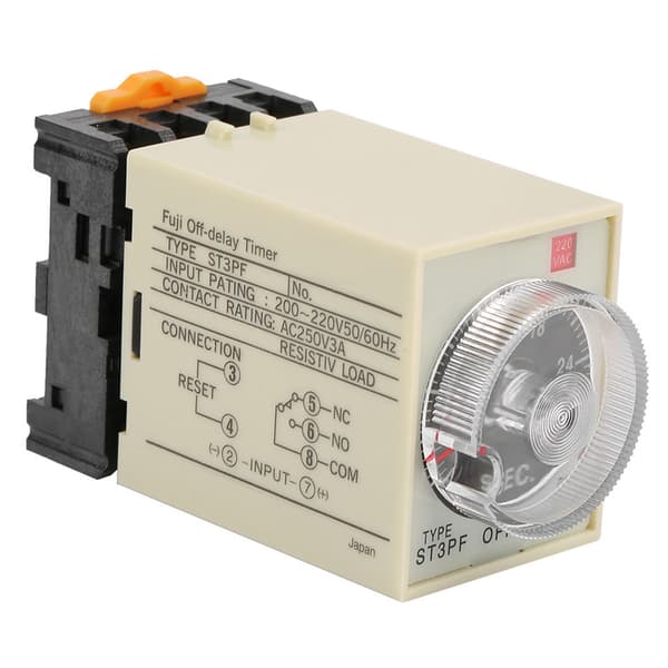 0-30s Power-off Delay Timer Relay Knob Control Time Relay with Base AC 220V ST3PF