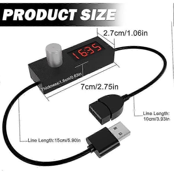 2-pakning 5V 2A USB-timeruttakskabler: USB-nedtellingstimerkabel, justerbar 24 timer og automatisk avstengningsfunksjon Utgave 0428