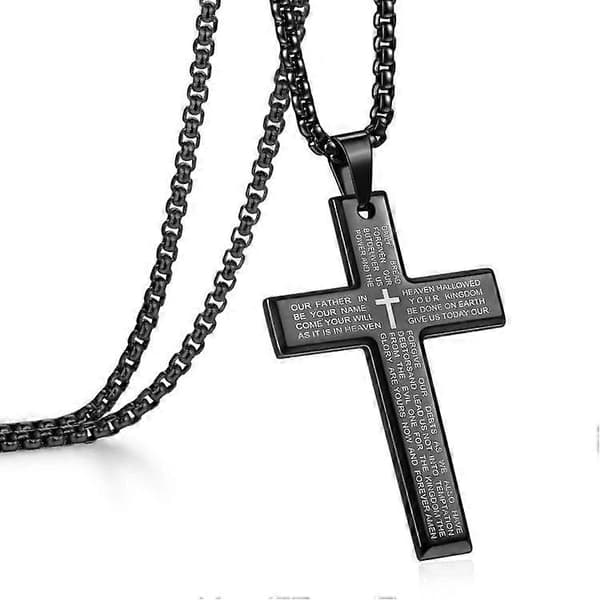 Halskæde Mænd Dreng Sølv Kors Rustfrit Stål Vedhæng Kæde Kristus Jesus Bibel