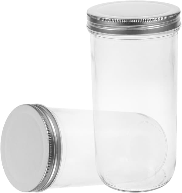 2-pack 36oz lufttäta glasburkar med lock, breda matbehållare för köksskafferi, krydd- och honungsförvaring