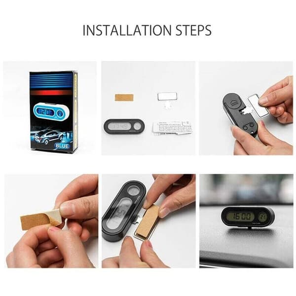 AIPERQ TONYSA 2 i 1 Bilklokke Termometer LED Bakgrunnsbelysning Bilinteriør Termometer Klokke Bilinstrumentpanel Klokke