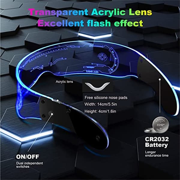 LED-lasit, hehkuvat lasit, LED-visiirilasit, itsestään valaisevat [JUN]