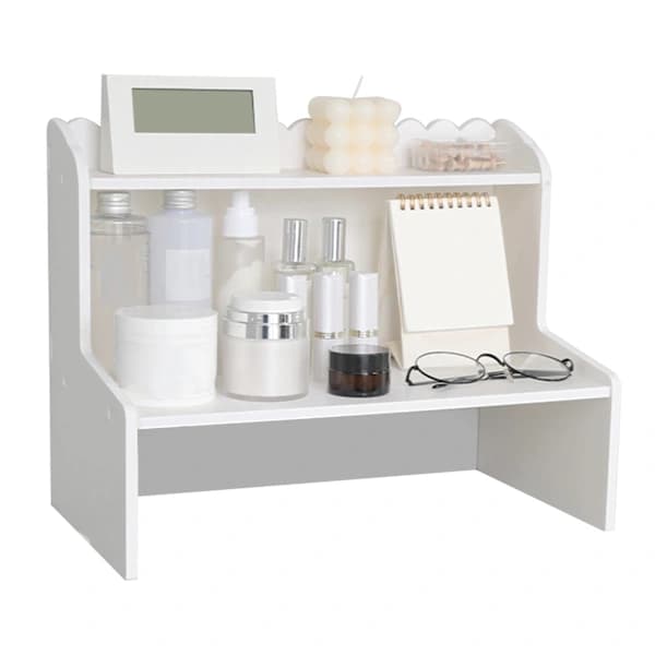 Wooden Display Desk Shelf Desk Multi-layer Storage Rack Mini Bookshelf Cosmetics Organizer S[CO]