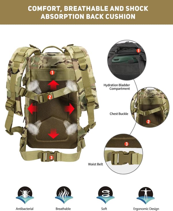 Tactical Backpack 26L Small Waterproof Protective Bag (Military Green)