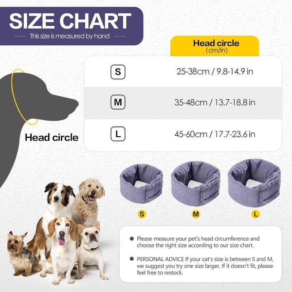 Hunde torden høreværn, beroligende hætte, flapfri, lys lilla, L (45-60cm)