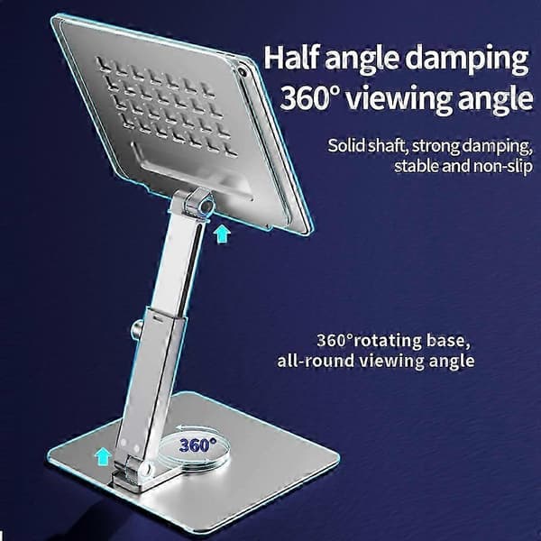 Tablet Stand Desk Riser 360 Rotation Multi-Angle Height Adjustable Foldable Holder Dock For Xiaomi iPad Tablet Laptop silver silver
