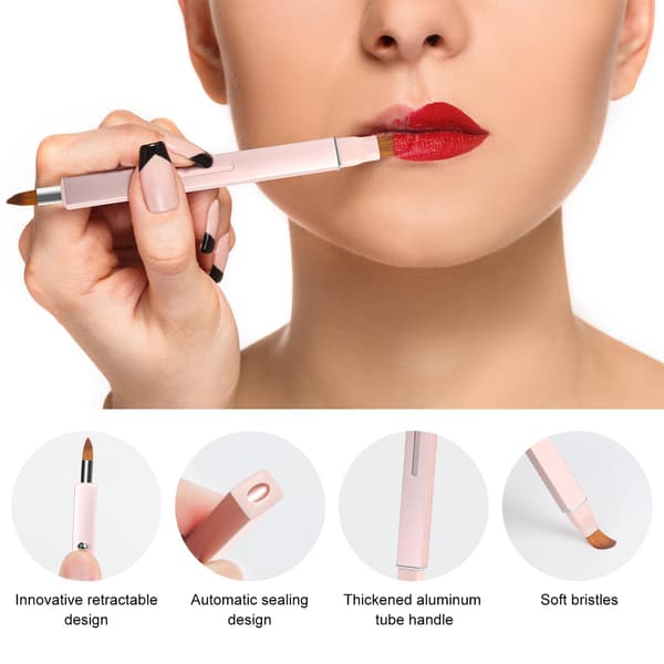 Læbeapplikator til makeup, dobbeltsidet læbebørste med beskyttelseshætte, udtrækkelig læbestiftapplikator til læbeglans