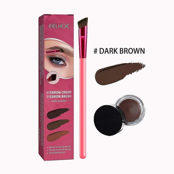 3-in-1 Waterproof Eyebrow Brush Set Long-lasting, Natural Finish Eyebrow Cream with Double-sided Fine & Angled Brushes for Perfect Brows
