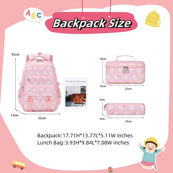 Student Backpack 3-piece Large Capacity Lightweight Waterproof Backpack Suitable For 8-15 Years Old (Purple)