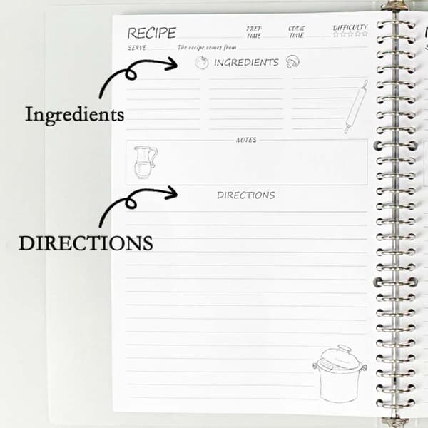 Light Blue Recipe Journal - DIY Cookbook Folder for Home Cooking, 160 Recipe Capacity 717