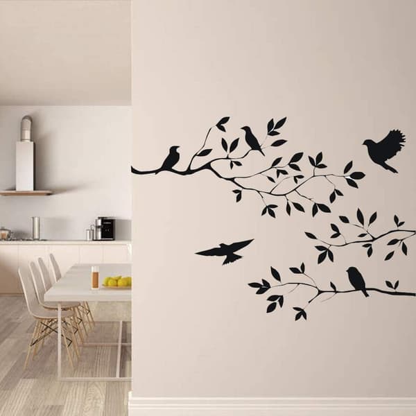 Black, 60 x 30 cm Removable Vinyl Wall Decals for Kids Room Decor, Tree Branch Design