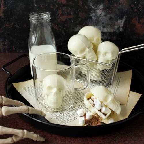 Pralineform Dødningehoved Chokoladeform - Halloween - BWB 10036 - 3-delt form Transparent transparent