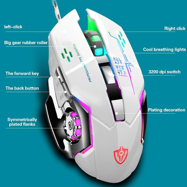 x7 Kablet Gamingmus USB RGB Gamingmus - sort