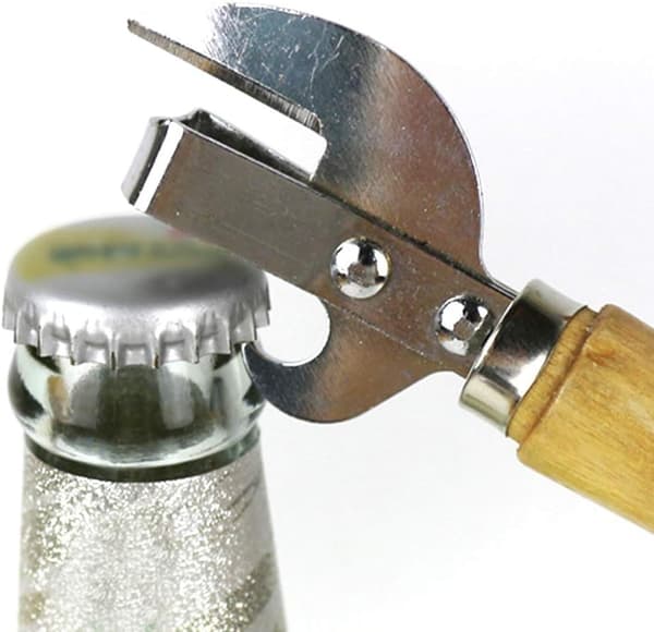 Manuel metaldåseåbner sideklip dåselågsfjerner stål professionel ergonomisk dåseåbner med træhåndtag køkkenredskab (150#)
