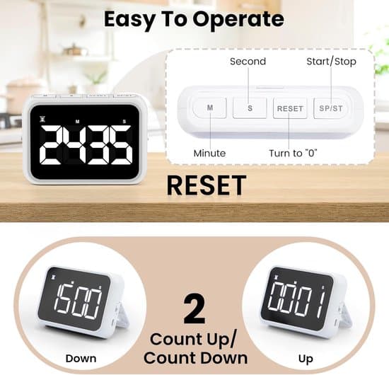 USB Rechargeable Loud Digital Kitchen Timer with Large LCD Display and Adjustable Loud Alarm - Ideal Magnetic Timer for Desk or Kitchen, Black
