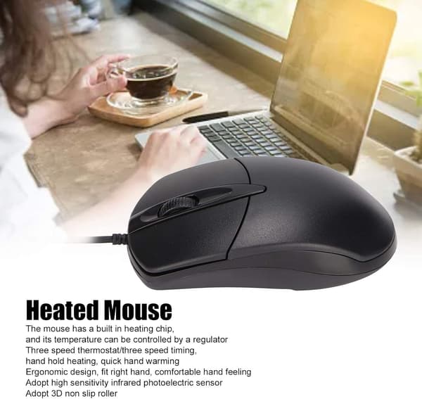 Heated Mouse, Palm Warming Mouse with Adjustable 3-Stage Temperature, Compatible with PC and Laptops-FY-