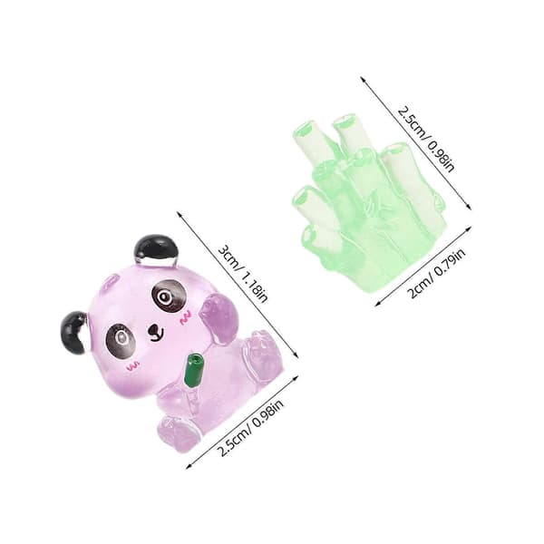 Glødende Panda Mini Harpiksfigurer for dekorasjon 1 sett assorterte farger-FX-