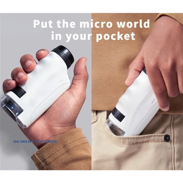 60X-120X Pocket Microscope, Handheld Microscope Set, Pocket Microscope with LED Light, Portable Mini Scientific Education