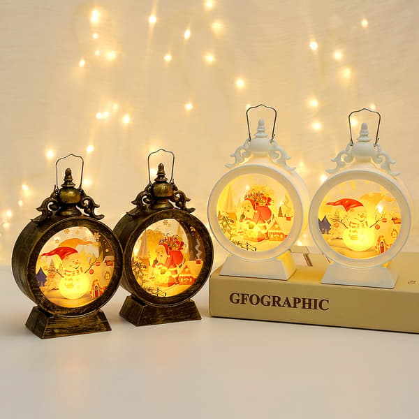 Julbellslykta - brons snögubbe, LED juldekoration