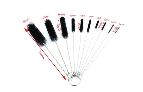 Set of 10 bottle brushes in different sizes - Perfect for straws and small spaces Svart