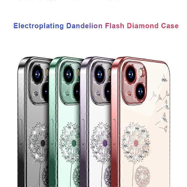 Elektroplettert Diamant Løvetann TPU-deksel for iPhone 14 Plus