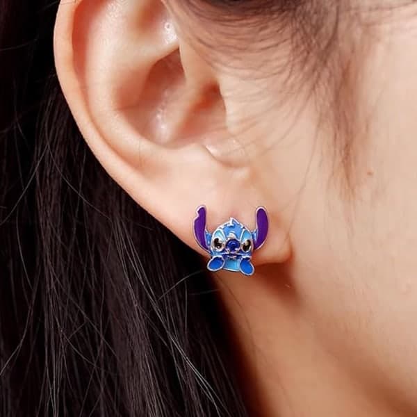 Stitch Øreringe til Piger, Anime Øreringe Nibs Blå Søde Rustfrit Stål Øreringe til Kvinder Øreringe Øreringe til Teenagere Piger Gaver
