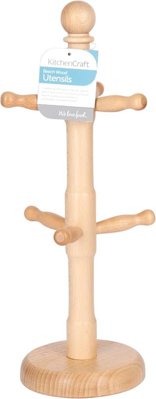 KitchenCraft Krusholder/Krusstativ, 6 Kroker, Bøketre, 11,5 cm x 32,5 cm
