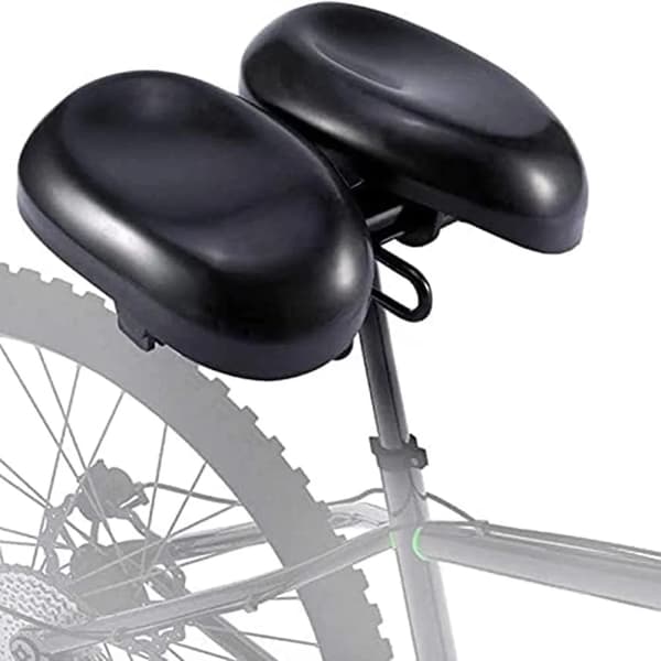 Næseløs cykelsadelpude Ergonomisk Blød Dobbeltpude Bred Cykelsæde til Mænd Kvinder Sort
