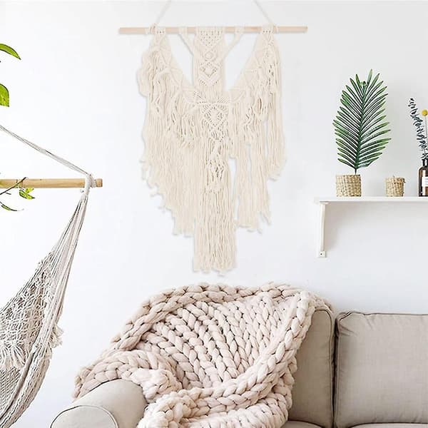Makramé Vegghengt Teppe Veggdekorasjon Bohemsk Stil Boho Vevd