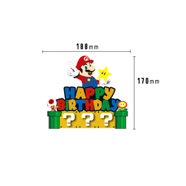 26 deler Super Mario dekorasjoner, bursdagskake, cupcakes