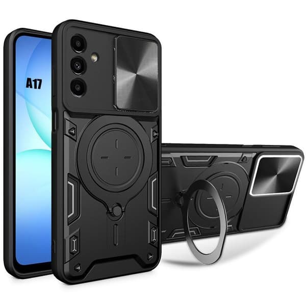 Booling Mobilcover til Samsung Galaxy A17 5G/4G med Ring & Linsebeskyttelse - Sort-FY-