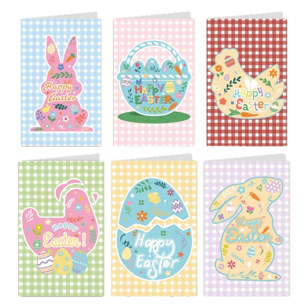 Easter Card Set: 12 Greeting Cards, 12 Envelopes, 12 Stickers