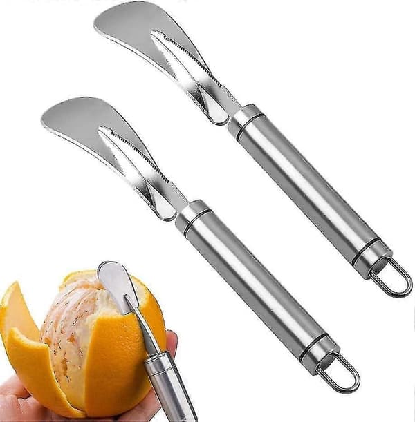 Orange peeler, 2 pieces stainless steel orange peeler, orange peeling tool with curved handle, vegetable and fruit tool, kitchen gadget