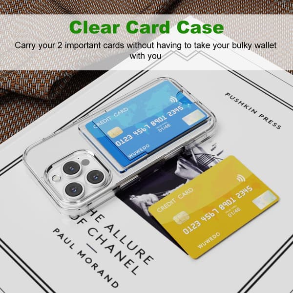 Clear Card Case for iPhone 16 Plus - Hybrid Thin Transparent Case with Card Slot, TPU + PC, Anti-Yellowing, 6.7 inch 2024 Clear iPhone16 Plus Clear iPhone16 Plus