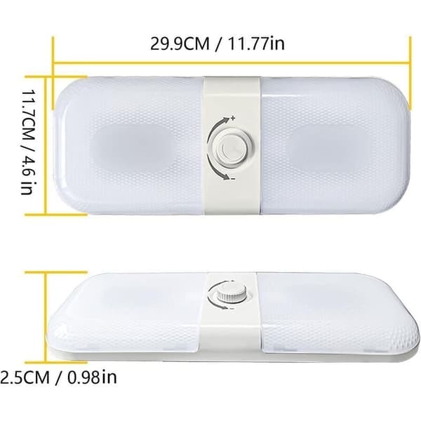 12V LED Ceiling Light for Caravan, Dimmable Ceiling Light with Memory Function, White/Warm Yellow Light, Compatible with RVs and Trucks (2-pack)