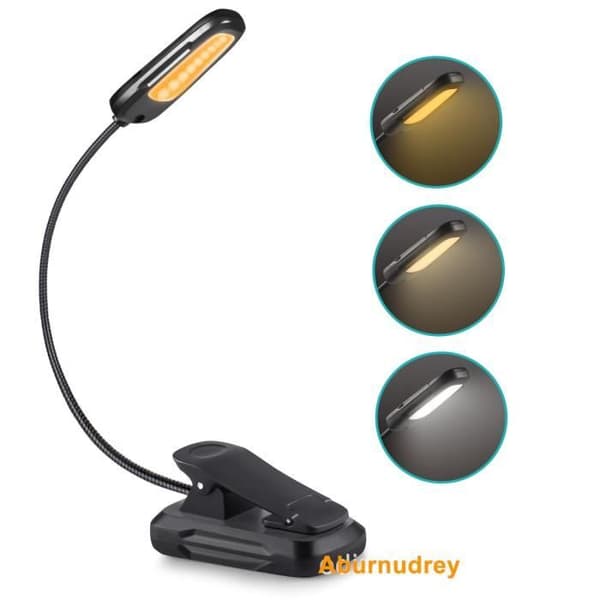 Reading Lamp - Rechargeable - 3 Brightness Levels - 360° Flexible Neck