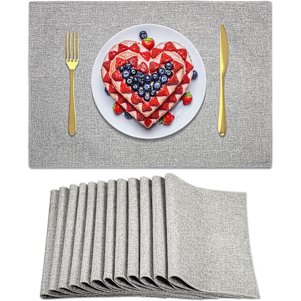 12-pack tygunderlägg rektangulära för bröllopsfest Light Grey