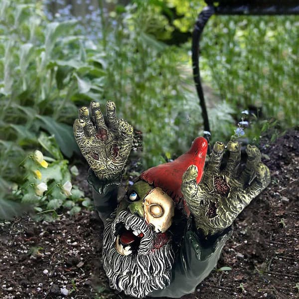 Zombie-havenisse statue til haven uhyggelig nisse dværg ornament