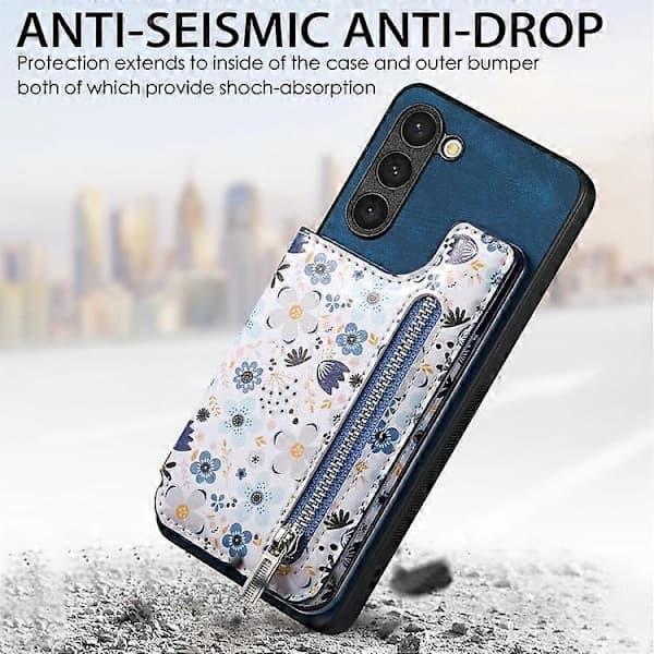 Retro Painted Zipper Wallet Case for Samsung Galaxy S24+ 5G