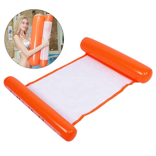 Bærbar Flydende Oppustelig Vandseng Foldbar Hængekøje Pool Flydende Stol Orange