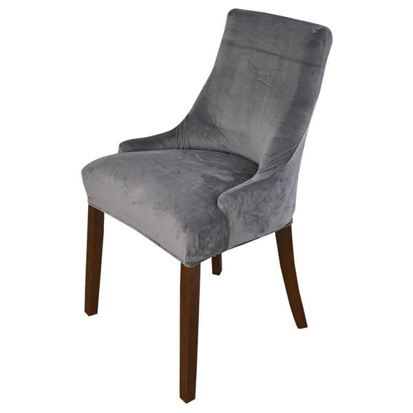 Stolsöverdrag Set om 2, 46X68X55cm Stretch Grå för Matsal, Elastiskt Stolsöverdrag för Hög Rygg, Stor Storlek, Tvättbart