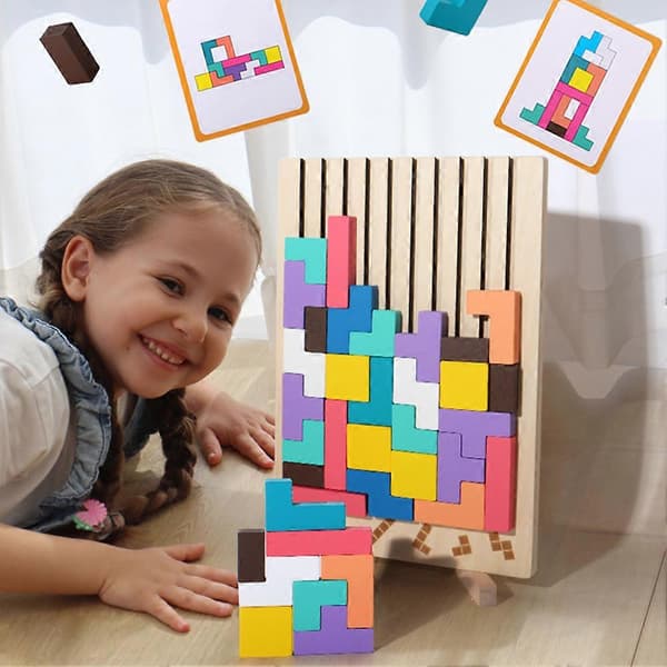 Pedagoginen 3D-puupalapeli lapsille ja nuorille, motorinen lelu [JUN]